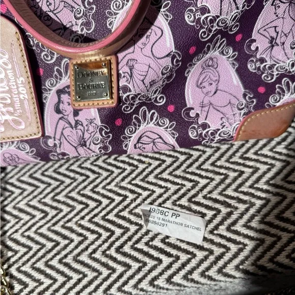 Dooney & Bourke Disney Princess Half Marathon 2015 Satchel Purple Sketch - Picture 10 of 16